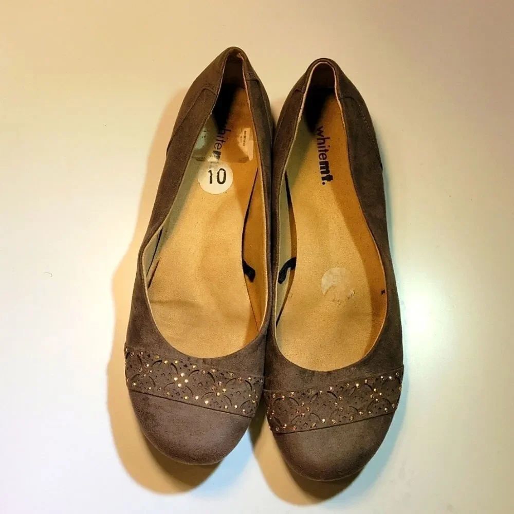 WHITE MT ROUND TOE SLIP-ON WOMEN"S SUEDE FLAT SHOE